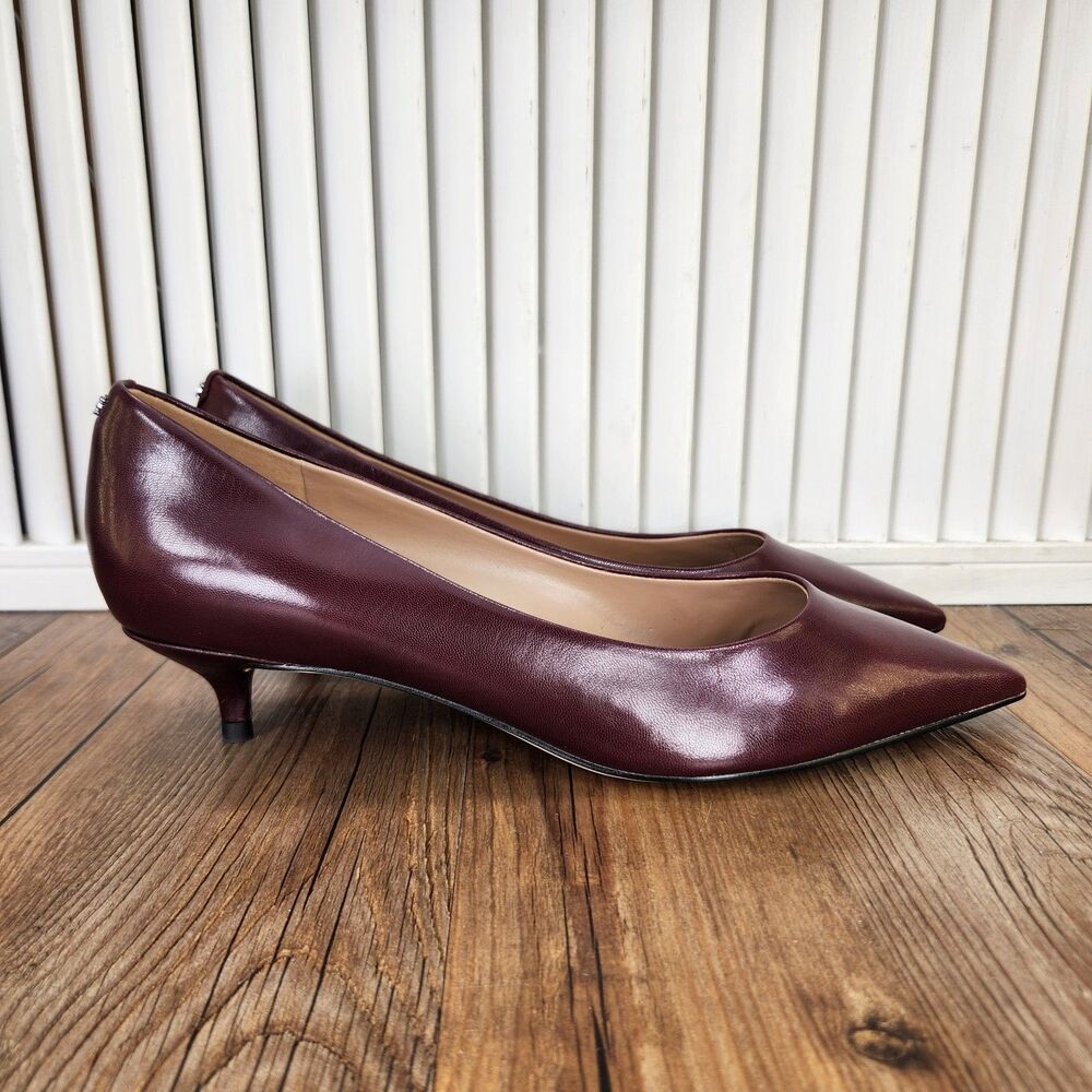 Sam Edelman Franci Burgundy Leather Kitten Heels Womens Sz 9 M Red Elegant Pump - Picture 2 of 12